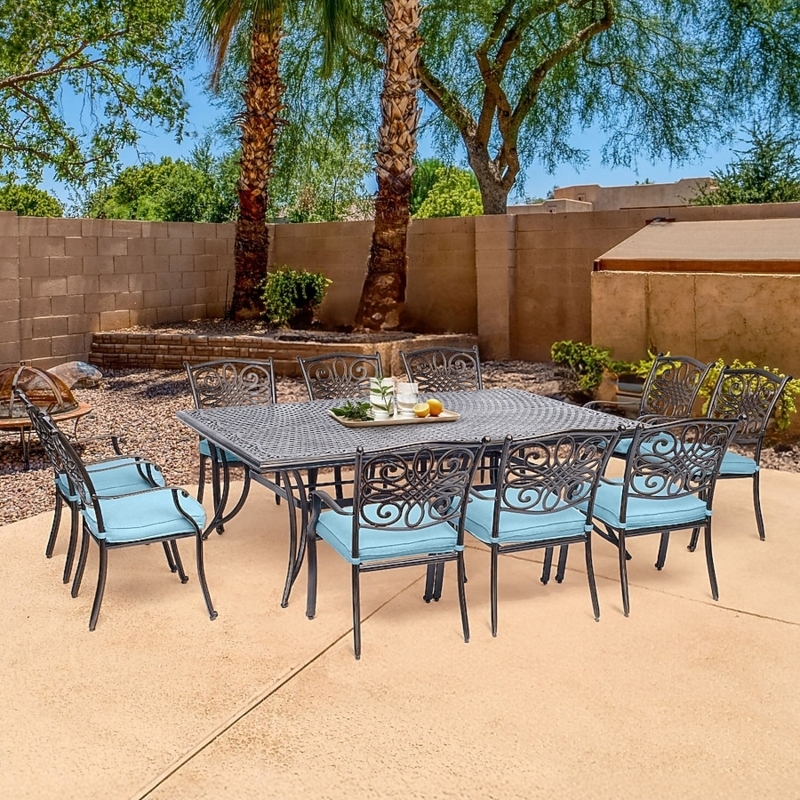 Traditional 11-Piece Patio Set with Scrollwork and Lattice Top