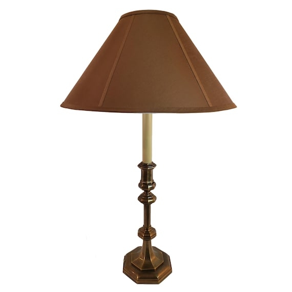 Traditional Candlestick Lamp with Hexagonal Foot and Beaded Stem