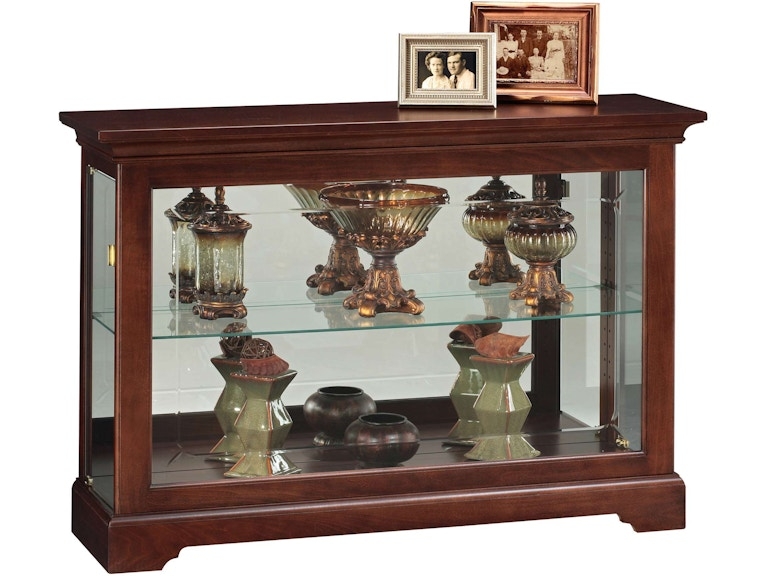 Traditional Console Display with Molded Top in Cherry Finish