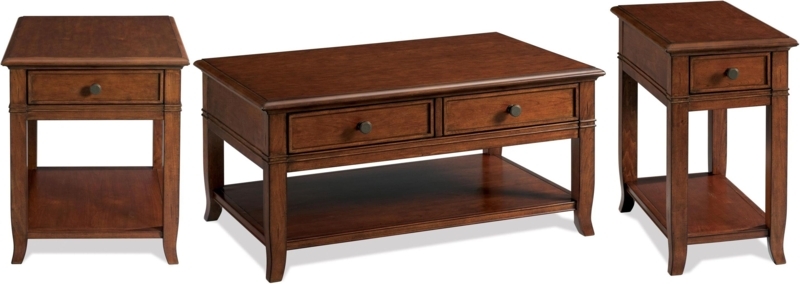 Traditional End Table Burnished Cherry Finish Drawer Molded Top Edge