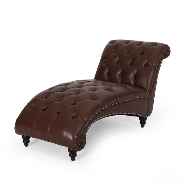 Traditional S-Shape Chaise Lounge with Button Tufting and Nailhead Trim
