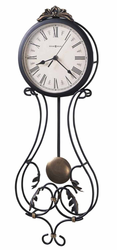 Traditional Scrollwork Wall Clock featuring Leaf Accents and Pendulum