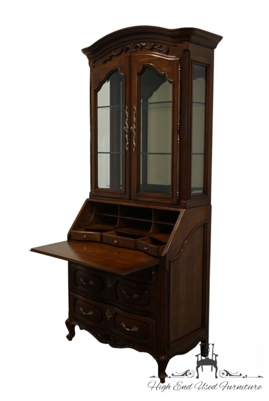 Traditional Secretary Desk with Arched Hutch and Glass Sides