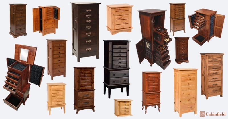 Traditional Wood Standing Jewelry Armoire with Side Storage Wings