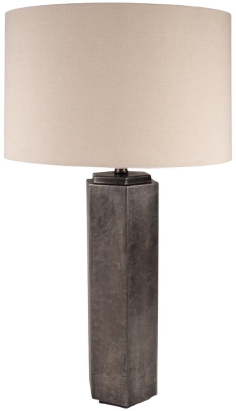 Transitional Drum Shade Lamp with Hexagonal Pewter Base