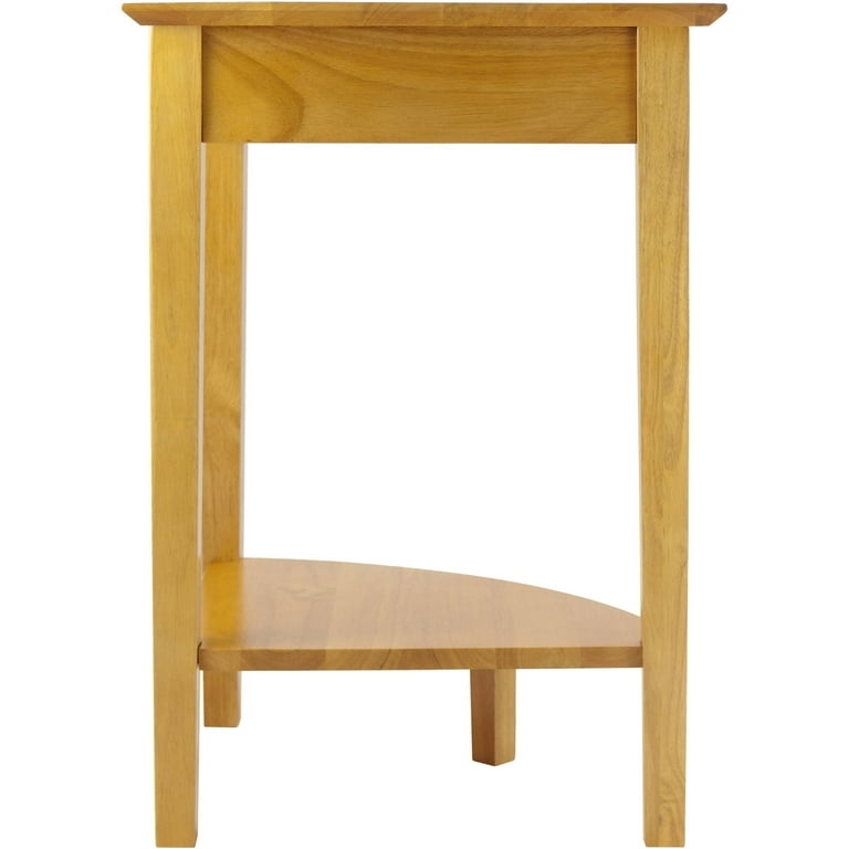Transitional Honey Finish Corner Table with Triangular Profile