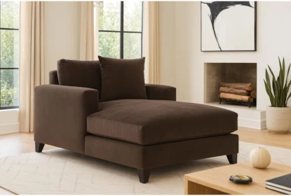 Transitional Velvet Chaise Lounge with Wide Track Arms and Tapered Legs
