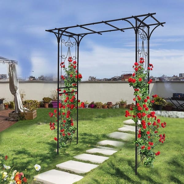 Trellis Arch Metal Garden Arch Trellis - Black Steel Arbor For Climbing  Plants & Weddings Wedding Arch Decoration