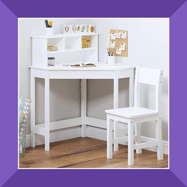 Triangular Surface Kids Desk Set Hutch Corner Study Desk