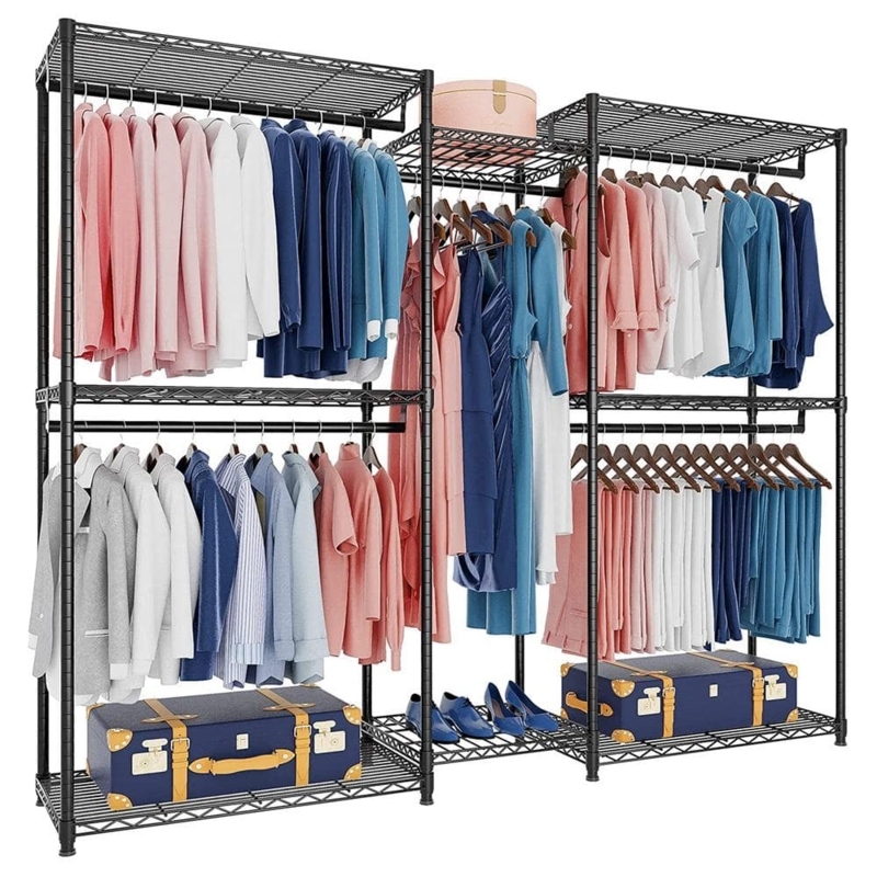 Triple Section Garment Rack Industrial Wire Closet System