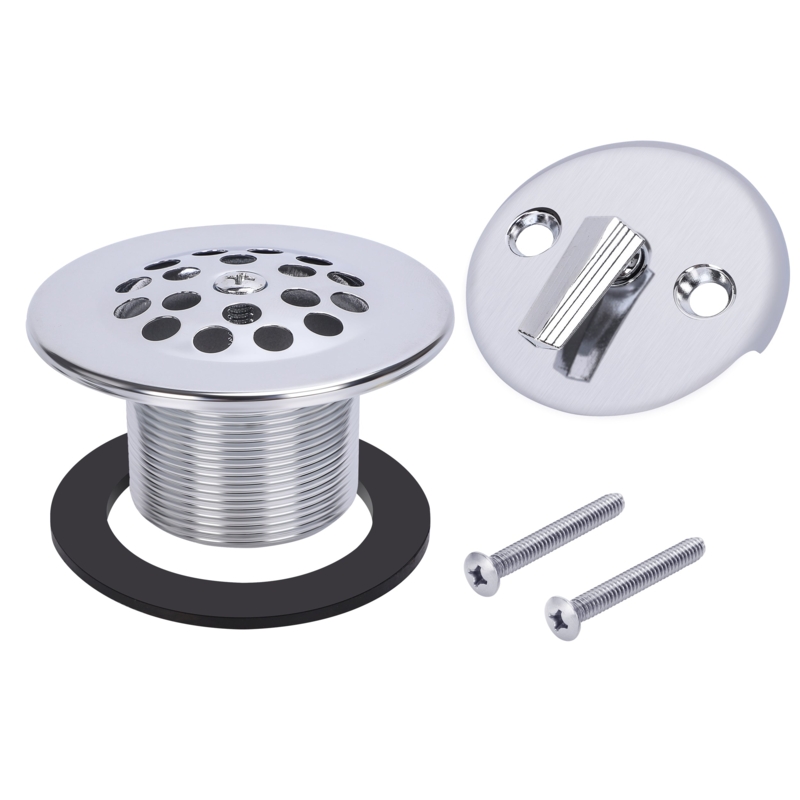 Tub Drain Kit, Polished Chrome Trip Lever Overflow, Grid Strainer
