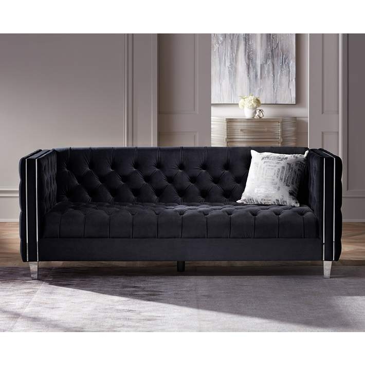 Tuxedo Sofa Chrome Arm Inlay All Over Button Tufting