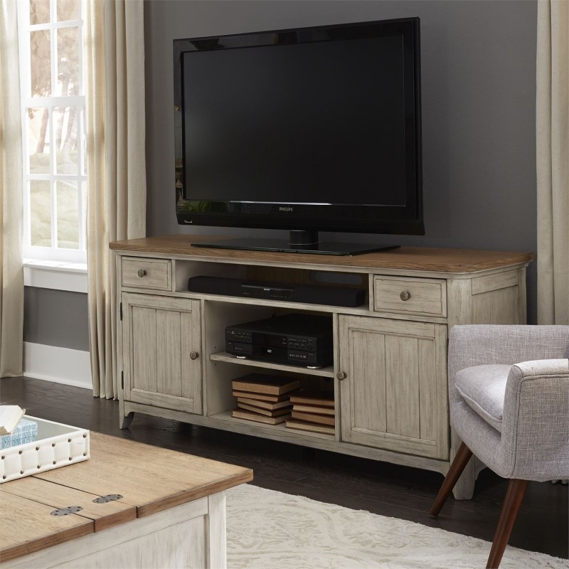 TV Stand: Plank-Style Cabinets with Tapered Bracket Feet, Farmhouse