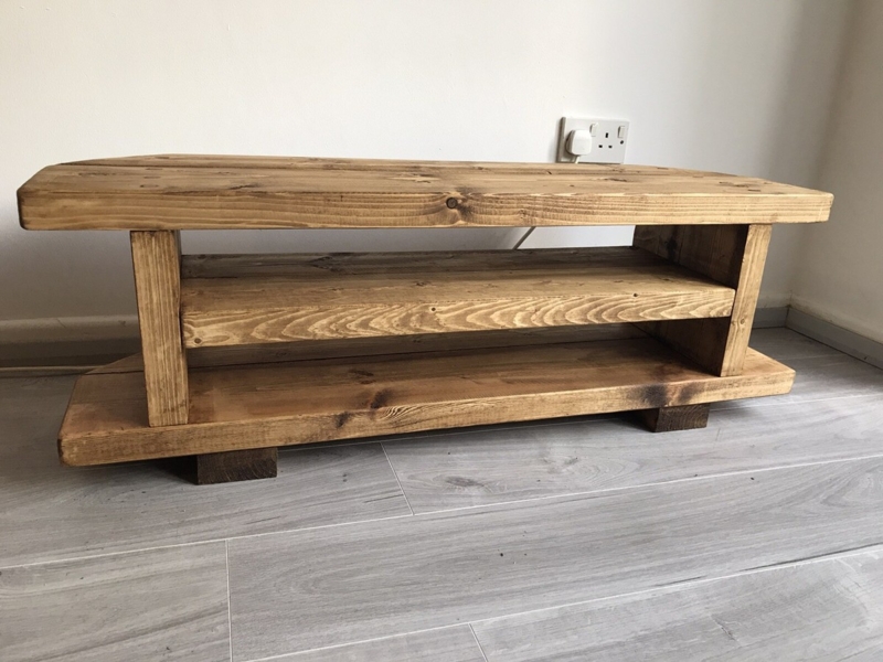 Tv Unit Clipped Corner Design Chunky Timber Rustic Pine Farmhouse