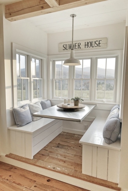 U-Shaped Breakfast Nook Set with Cantilevered Metal Table