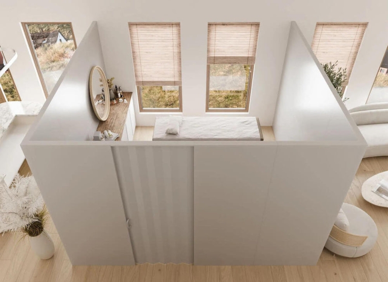 U-shaped Room Divider Kit with Integrated Accordion Door