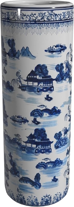 Umbrella Stand Landscape Motif Oriental Blue Landscape Vessel