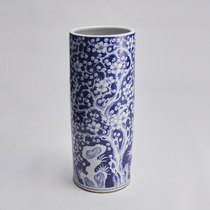 Umbrella Stand Prunus Pattern Cracked Ice Motif Antique Ceramic Decor