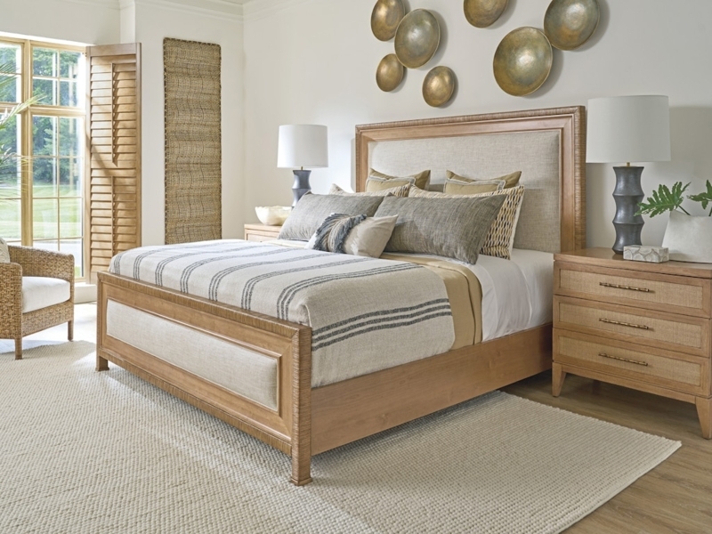 Upholstered Bed Framed Panels, Wood Grain, Framed Fabric Headboard