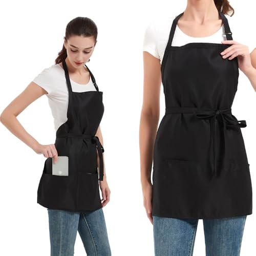 Utility Bib Apron, Three Pockets, Matte Finish, Adjustable Neck Strap