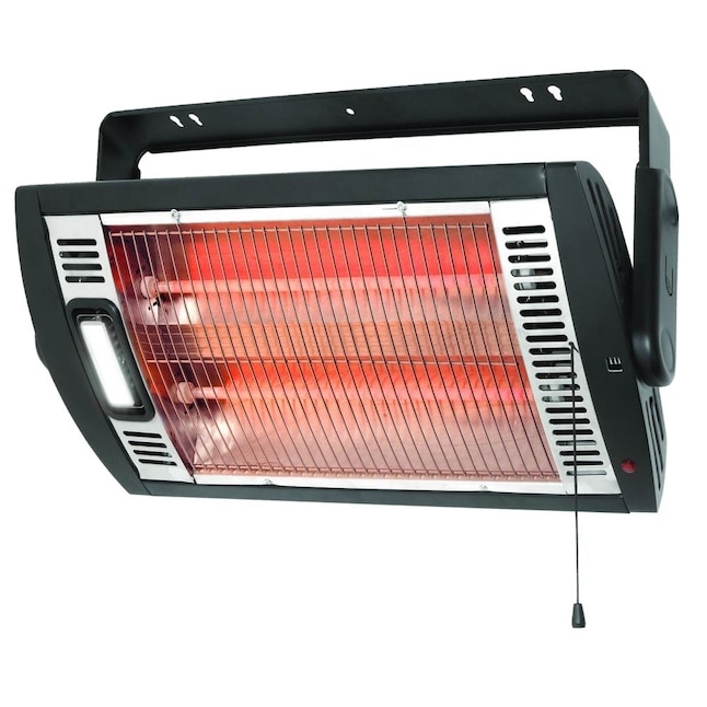 Utility Heater Glowing Red Elements Matte Black Industrial Pull Cord