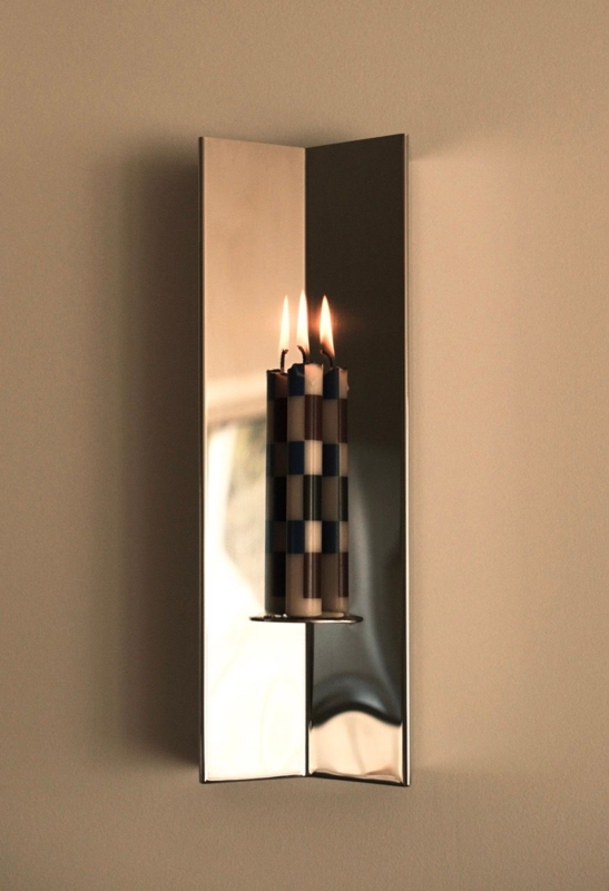 V-Shaped Metal Sconce Polished Mirrored Reflective Holder