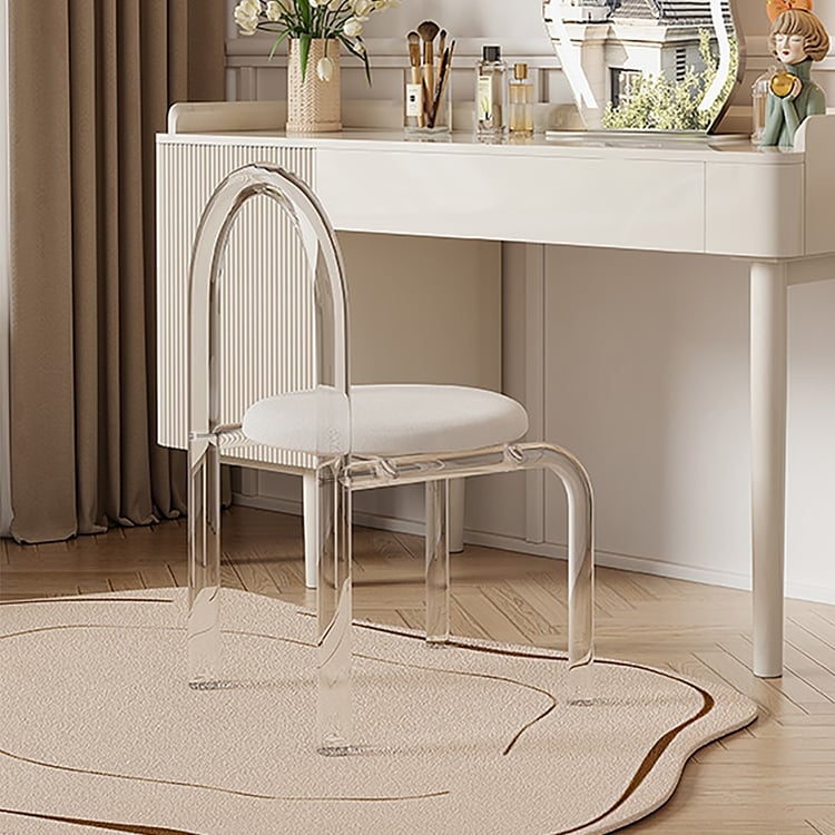 Vanity Chair Transparent Arched Back Tubular Acrylic Frame Seat