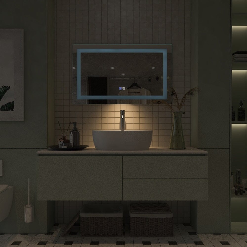 Vanity Mirror with Dual Glow Function, Frameless Touch Sensor Design