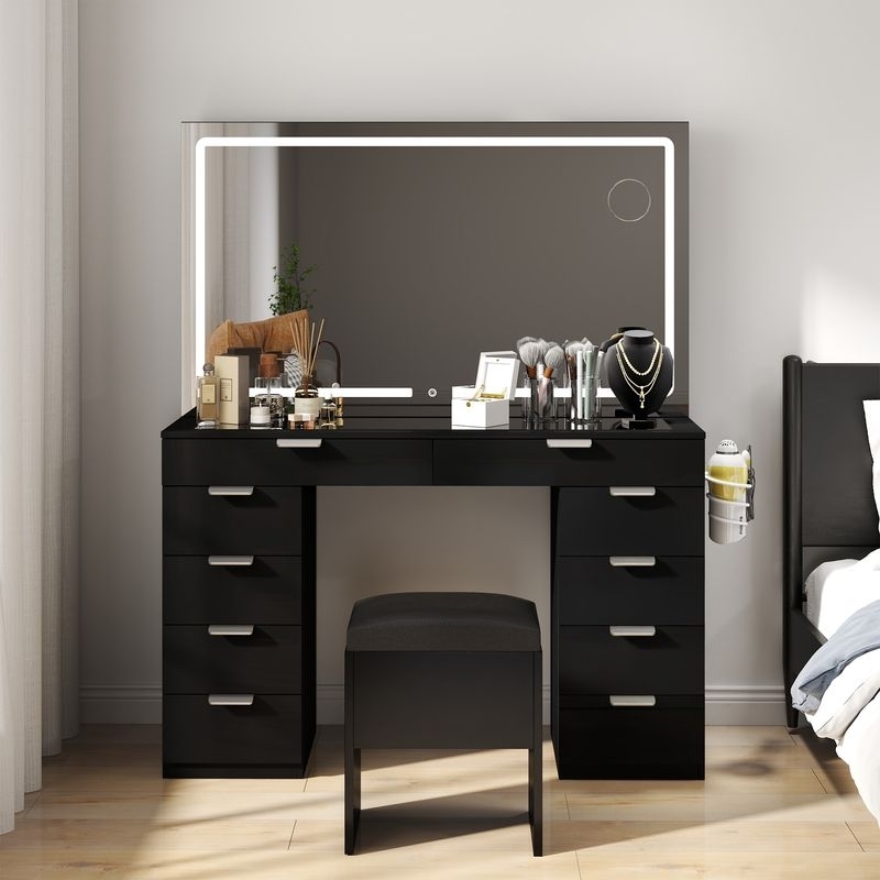 Vanity Set Black Vanity Desk With Mirror Drawer Black Vanity Table With  Lights Large Vanity Desk