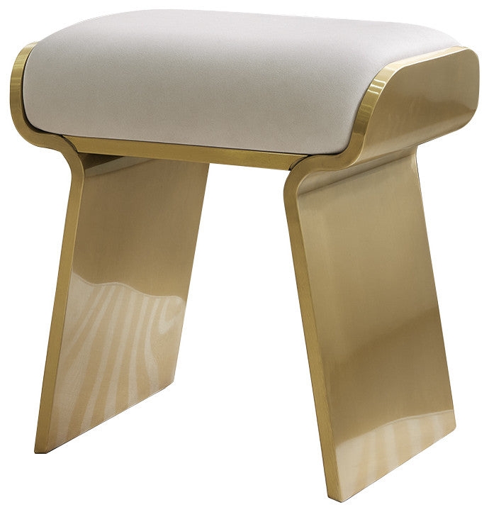 Vanity Stool Brushed Gold Wrap Around Frame Flared Legs Seat