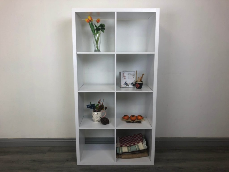 Vertical Cube Storage: White 8-Cube Unit with Thick Frame