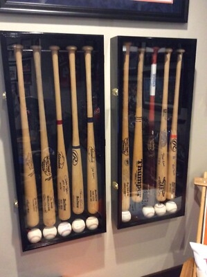 Vertical Five Bat Display Case with Integrated Ball Shelf