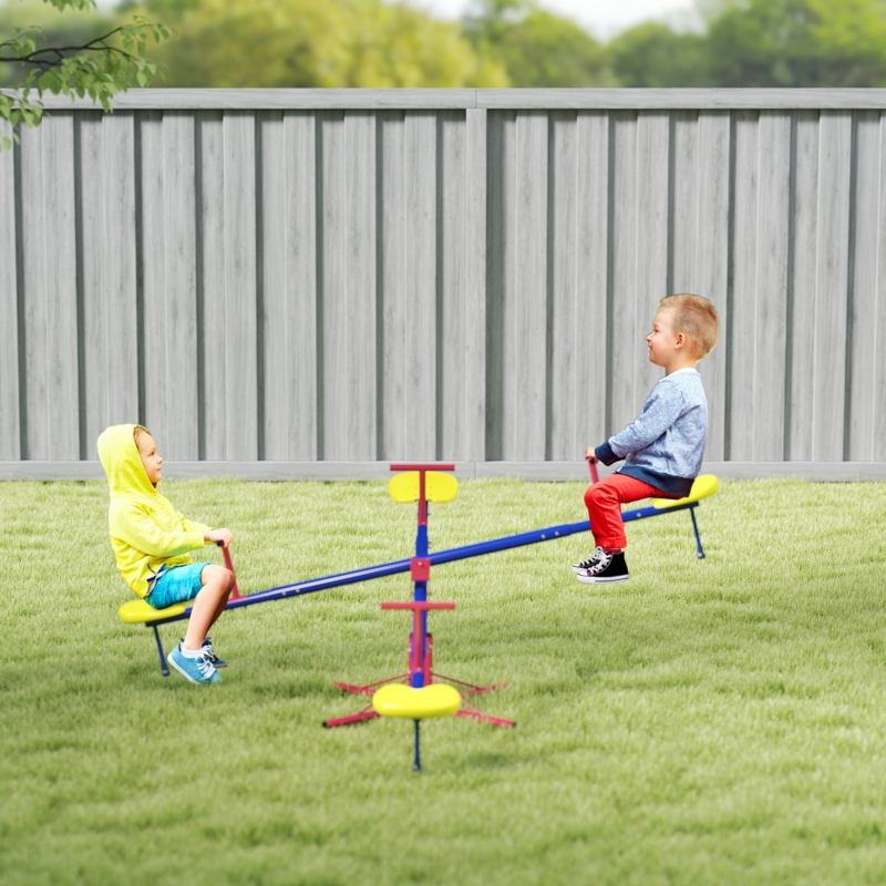 Vibrant Tri-Tone Teeter Totter with Four Seat Design and Swivel