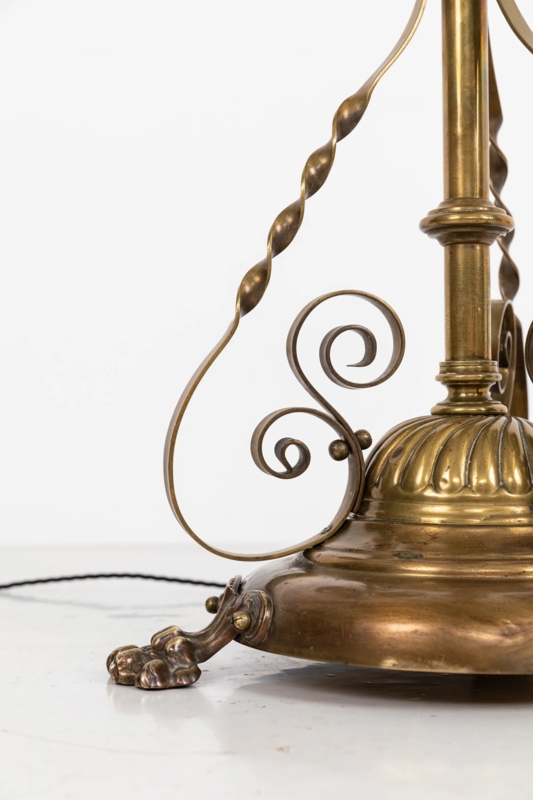 Victorian Floor Lamp: Twisted Metal Struts & Claw Foot Base