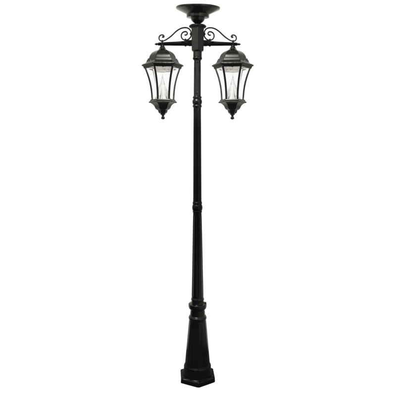Victorian Street Lamp Post with Dual Lanterns and Solar Power