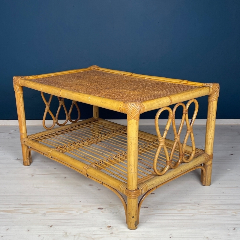 Vintage Bamboo Coffee Table with Looped Accents