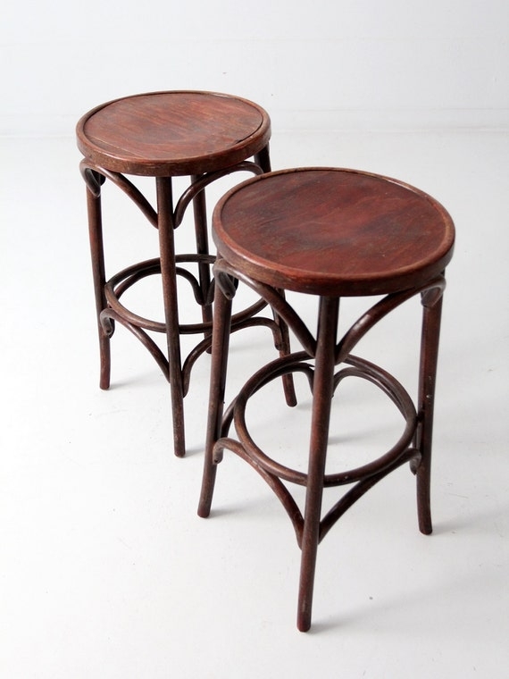 Vintage Bentwood Stools, Wooden Cafe Bar Stools Circa 1950 - Etsy