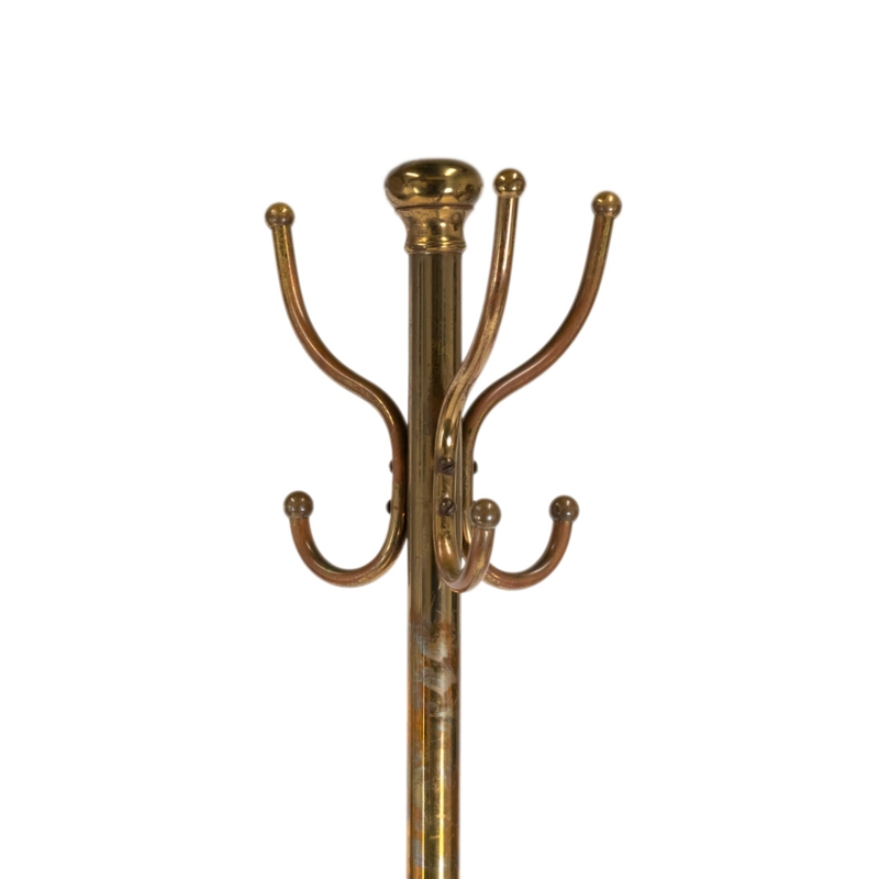 Vintage Coat Rack Stand with Curved Double Hooks & Ball Finials