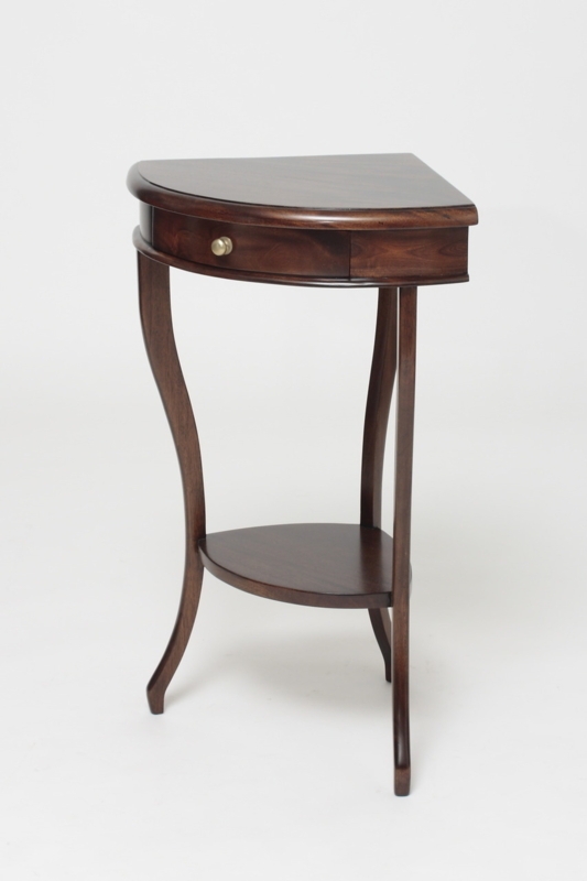 Vintage Demilune Table with Cabriole Legs and Single Drawer