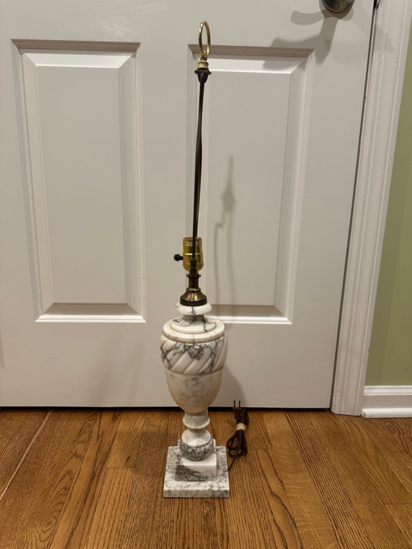 Vintage Italian Carved Alabaster Urn Table Lamp