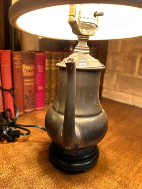 Vintage Pewter Lighting: Teapot Base with Integrated Spout
