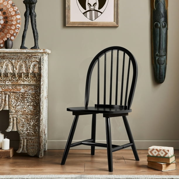 Vintage Wood Dining Chair with Curved Hoop Top and Tapered Legs.