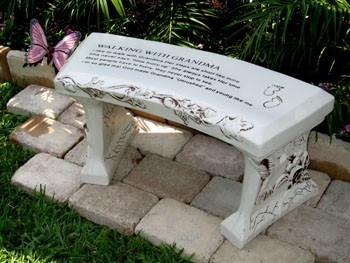"Walking with Grandma.." Concrete Garden Bench