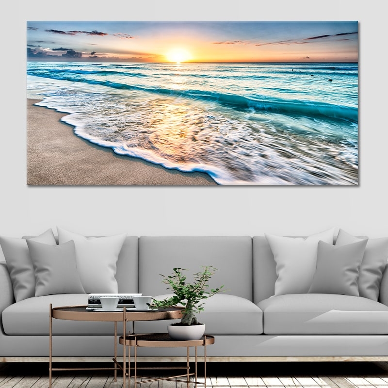 Wall Art: Extra Large Panoramic Ocean Sunrise Theme