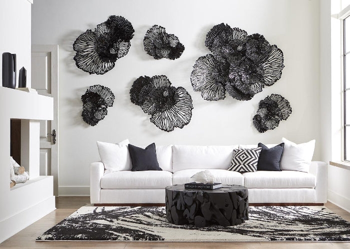 Wall Art Filigree Design 3D Relief Matte Black Organic Modern Decor