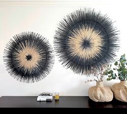 Wall Art Frayed Edges Handwoven Woven Radial Sunburst Pair