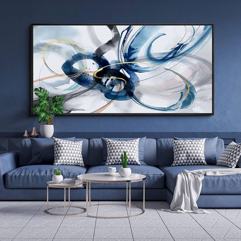 Wall Art: Oversized Abstract Canvas with Metallic Gold Accents