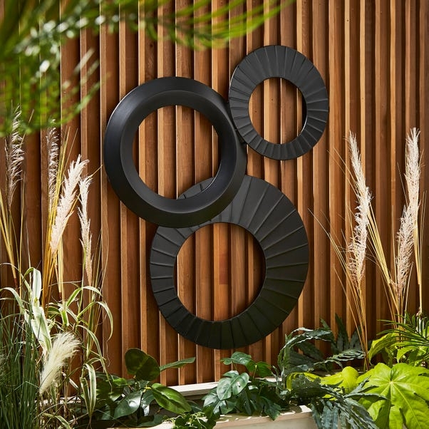Wall Art Pleated Texture Overlapping Rings Matte Black Open Back