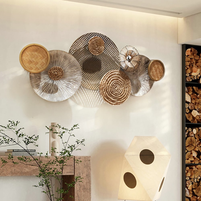 Wall Art Rattan Cane Woven Texture Overlapping Japandi Style