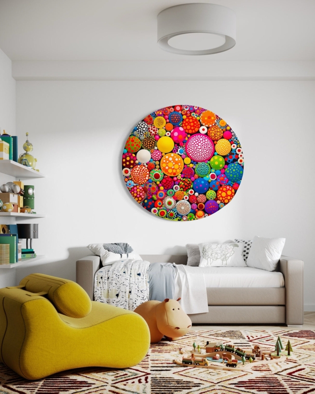 Wall Art Vibrant Dot Pattern Pop Art Circular Silhouette